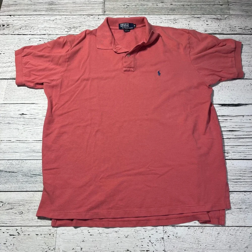 Polo by Ralph Lauren Polo Shirt Men's XL‎ Coral Salmon Pink Short Sleeve